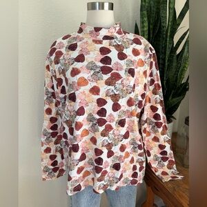 Vintage Fall‎ Leaf Turtleneck Top 100% Cotton teacher size 2X